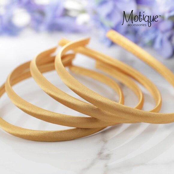 Thin Satin Headbands Women Girls 4 Pack Gold No Slip Tangle-Free - Picture 4 of 6
